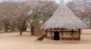 A well-kept Zambian home near the Zambezi River.